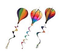 Ciieeo Girandole a Vento per Mongolfiere 3 Pezzi, Ornamenti da Giardino Sospesi Colorati, Decorazioni Esterne per Patio, Cortile e Festa, Mulino a Vento a Spirale per Aiuole e Spazi