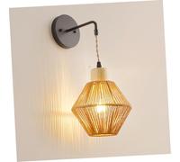 Ciieeo Lampada da Parete in Rattan Stile Rustico Senza Applique da Muro per Camera da Letto Soggiorno e Corridoio Illuminazione Decorativa in Stile Country Montaggio Facile