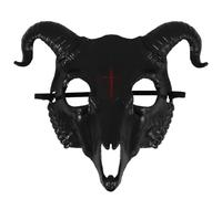 Ciieeo Maschera Caprone Halloween in Plastica Nera, Leggera e Traspirante | Maschera da Costume per Feste, Modellatura Testa di Pecora, Accessorio Riutilizzabile per Foto e Danza
