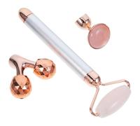 Ciieeo Massaggiatore Facciale 3-in-1 Rullo di Jade in Polvere di Cristallo e Lega di Zinco, Riduce le Rughe e Allevia la Tensione Muscolare per Pelle del Viso, Set Argento per Uso