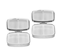 Ciieeo Mini Portapillole Portatile Tascabile in Metallo Strass Scintillanti, 2 Scomparti, Confezione da 2 Pezzi Bianco e Rosa, Organizer Compatto per Medicinali e Integratori da Viaggio
