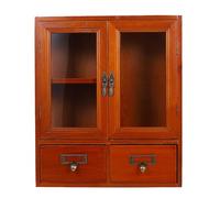 Ciieeo Mobiletto da Parete in Legno Massello a Due Ante, Mobiletto Basso Decorativo Scomparti Multipli, Armadietto Portaoggetti per Cucina e Bagno, Design Classico per Organizzazione