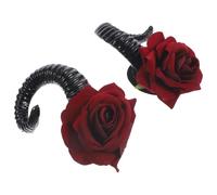Ciieeo Mollette per Chioma Gotiche Lolita Corna di Pecora e Rosa, Accessori per Halloween e Cosplay, Clip per Chioma Femminili in Stile Gothic per Feste e Fotografie