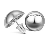 Ciieeo Orecchini a Bottone in Ccb Argento per Donna, Leggeri e Vestibilità Sicura, Design Elegante a Mezza Sfera per Occasioni Estive o Quotidiane