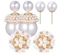Ciieeo Orecchini a Bottone Perle e Fiori 2 Paia in Argento Leggero e Acrilico, Eleganti e Facili da Indossare per Matrimoni e Serate Speciali