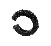 Ciieeo Orecchini a Clip in Lega con Cristalli a Forma di C Neri Orecchini Donna Decorativi senza Foro Accessori Moda per Viaggi e Uso Quotidiano