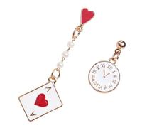 Ciieeo Orecchini Asimmetrici Donna Carte da Gioco e Orologi, Lega Resistente, Facili da Indossare, per Compleanni e Feste, Design Delicato alla Moda,