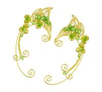 Ciieeo Orecchini Polsini Auricolari Non Piercing Vintage Verde, Ear Cuff Artigianali Leggeri da Donna, Eleganti Accessori Auricolari per Feste e Uso Quotidiano