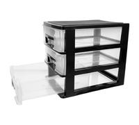 Ciieeo Organizer da Scrivania in Plastica Nero Tre Cassetti Leggeri, Design a Strati per Massimizzare lo Spazio in Ufficio o Desktop