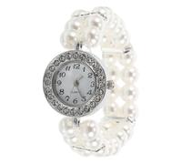 Ciieeo Orologio da Donna con Polsino Elastico e Doppia Serie di Perle Decorative Braccialetto Vintage con Pietre Scintillanti Accessorio Elegante per Feste Natalizie e Regali