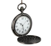 Ciieeo Orologio da Tasca al Quarzo Lettere Moda, Nero, Leggero | Stile Retrò Quadrante Unico e Numeri Arabi Grandi, Portatile per Donna e Moglie