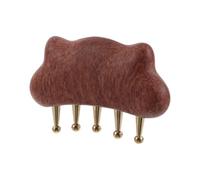 Ciieeo Pettine Massaggiante in Legno di Rose con Cinque Denti in Ottone Arrotondati per Viso e Collo, Design Ergonomico per Rilassamento e Uso nella Routine di Skincare in Ufficio
