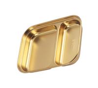 Ciieeo Piatto in Acciaio Inossidabile Due Scomparti, Vassoio Separato per Uso Quotidiano e Banchetti, Design Oro Resistente e Pratico