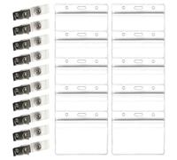 Ciieeo Portabadge Trasparente 4×3 Pollici Doppio Foro, Custodia Protettiva Resistente per Vaccinazioni, Set da 10 Clip + 10 Copertine, per Ufficio, Scuola e Viaggi