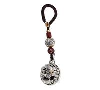 Ciieeo Portachiavi per Auto con Ciondolo Leone in Lega Tibetana e Campanella, Decorazione Intrecciata Simbolica, Portachiavi Portafortuna Versatile per Chiavi Auto e Zaini