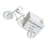 Ciieeo Portafiori per Bicicletta in Plastica e Legno Bianco Secchiello Decorativo Multiuso per Fiori e Piante Grasse Complemento D’Arredo per Matrimoni Casa e Ufficio Decorazione