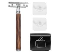 Ciieeo Rasoio Professionale Manuale D’epoca Manico in Bambù, Set la Pulizia della Barba Sicuro e Stabile, Rasoio Portatile per Rasatura Quotidiana Uomo