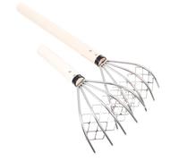 Ciieeo Rastrello Manuale in Acciaio Inox 304 a 5 Denti Rete, Set 2 Pezzi, Strumento per Allentare Terreno e Scavare Frutti di Mare, per Spiaggia e Raccolta Vongole