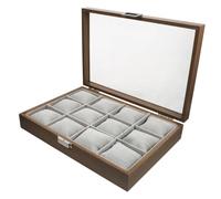 Ciieeo Scatola Porta Gioielli in Legno con 12 Scomparti Grandi e 12 Cuscinetti Rimovibili, Organizer Elegante per Braccialetti e Gemelli, per Esposizione e Uso Personale