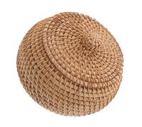 Ciieeo Scatola Rotonda in Rattan Tessuto a Mano con Coperchio Contenitore Portaoggetti da Tavolo Multiuso in Rattan Naturale Organizer Decorativo per Cucina e Soggiorno