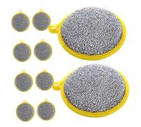 Ciieeo Set 10 Pezzi Spugne Rotonde Per La Pulizia Della Cucina, Spugna Multiuso Bifacciale Tampone Abrasivo, Asciugatura Rapida Per Lavaggio Piatti e Superfici Cucina