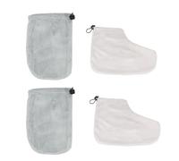 Ciieeo Set 2 Paia Guanti e Copripiedi in Cotone Termico per Terapia Paraffina, Accessori Professionali per Spa e Salone, Trattamento Mani e Piedi Cera Calda per Colore Casuale