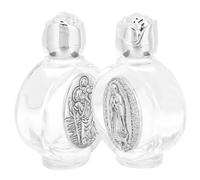 Ciieeo Set 2 Pezzi Boccette Vetro Copertura di Sicurezza e Design Antigoccia in Metallo Argento, Decorazioni Battesimo Eleganti per Comunione e Festival Stili multipli