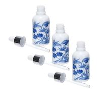 Ciieeo Set 3 Bottiglie Contagocce 30ml in Ceramica Blu e Bianca, Flaconi Ermetici per Olio Essenziale e Profumo, per Aromaterapia, Viaggi e Uso Cosmetico Colore Casuale