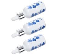 Ciieeo Set 3 Flaconi Contagocce in Porcellana Bianca e Blu 30ml per Oli Essenziali Bottiglie di Profumo Coperchio per Viaggi e Aromaterapia Colore Casuale
