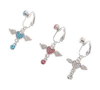 Ciieeo Set 3 Pezzi Clip Ombelico Non Piercing Cristalli a Forma di Angelo e Cuore, Anelli Finti per Ombelico da Donna Leggeri e Comodi, Gioielli per Piercing senza Foratura per Feste