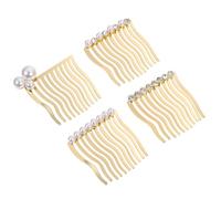 Ciieeo Set 4 Pezzi Pettini per Capelli Fermaglio Laterale, Pettine per Cute e Massaggiatore, Decorazione per Capelli Perle e Strass, Adatto per Uso Quotidiano e Acconciature Eleganti