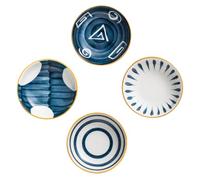 Ciieeo Set 4 Pezzi Piatti per Salse in Ceramica Blu Navy, Leggeri e Sicuri, per Salsa di Soia e Aceto in Case e Ristoranti Giapponesi