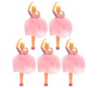 Ciieeo Set 5 Pezzi Bambole da Balletto per Carillon Statuine Principessa Gonna Rosa Dorata Accessori Decorativi per Scenari Musicali e Collezioni Artistiche