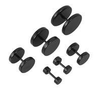 Ciieeo Set 6 Paia Orecchini a Bottone Unisex in Titanio Nero, Orecchini a Forma di Bilanciere Finti per Uomo e Donna, Accessori Punk Finitura Liscia e Confezione Elegante