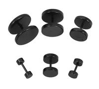 Ciieeo Set 6 Paia Orecchini Uomo in Acciaio Titanio Punk Nero, Bilanciere Chiusura Sicura, Delicati sulla Pelle, Falsi Dilatatori da 3mm a 14mm, Accessori Moda per Uso Quotidiano