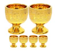 Ciieeo Set 6 Pezzi Coppe per Offerte Buddiste in Plastica Pp Oro da 30ml, Decorativa e Stabile, per Luogo e Regali a Amici Credenti nel Buddhismo