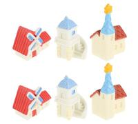 Ciieeo Set 6 Pezzi Piccole Case di Villaggio in Resina, Mini Ornamenti Paesaggistici per Giardinaggio in Miniatura, Decorazioni da Giardino per Mini Cottage e Casa delle Fate