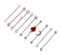 Ciieeo Set 9 Pezzi Orecchini a Bottone in Acciaio Inox Decorativi e Chic Piercing per Lobi Doppi Comodi da Indossare per Feste e Regali Donna