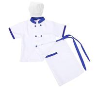 Ciieeo Set Costume da Chef per 120 CM Cappello e Grembiule Giacca da Cuoco a Maniche Corte Traspirante Abbigliamento per Giochi di Ruolo Spettacoli e Cosplay