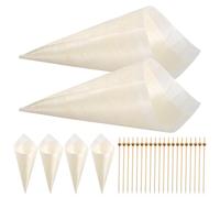 Ciieeo Set da 200 Coni Alimentari in Legno Usa e Getta 125mm e Stuzzicadenti Lunghi per Antipasti da Festa Tropicale, Forniture per Ristoranti, Bar e Buffet