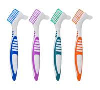 Ciieeo Set da 4 Spazzolini Doppia Faccia per Pulizia Protesi Dentaria Impugnatura Ergonomica Antiscivolo e Setole Morbide, Spazzola Portatile per Denti Finti e Uso da Viaggio