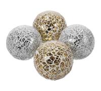 Ciieeo Sfere Mosaico 4 Pezzi Decorazioni da Tavolo in Vetro per Centrotavola Matrimonio Casa Oro e Argento