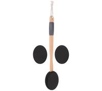 Ciieeo Spazzola per Bagno con Manico in Legno e Testa in Eva Nero, Versatile e Antiscivolo, Set con Testine per Applicatore Crema Schiena