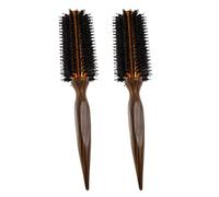 Ciieeo Spazzola per Chioma a Rullo Termica Resistente al Calore con Setole di Cinghiale e Manico in Legno Ergonomico, Set da 2 Pezzi per Styling Chioma Corti e Ricci, per Uso