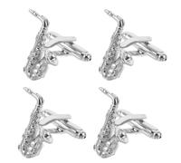 Ciieeo Spilla a Forma di Sassofono Spilla Musicale 4 Pezzi in Rame Argento Accessorio Stabile e Lucido per Cappelli e Borse per Prove e Concerti Musicali