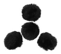 Ciieeo Spilla con Pompon Staccabile in Finta Lana Nera 8 Cm, Set da 4 Pezzi, Decorazione per Cappelli e Abbigliamento, Accessorio Leggero per Creazioni Fai da Te e Lavori Manuali
