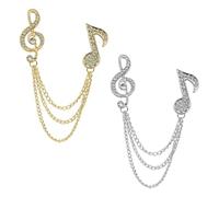 Ciieeo Spilla da Colletto Uomo 2 Pezzi Spilla in Metallo con Pietre Decorative e Nota Musicale Accessorio Elegante per Giacca e Cappello Regalo Decorativo per Outfit Quotidiani