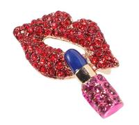 Ciieeo Spilla Decorativa a Forma di Rossetto e Labbra per Donna, Accessorio Elegante Strass, per Sciarpe, Abiti e Regali di Compleanno e Anniversario