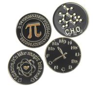 Ciieeo Spille Smaltate Nere 4 Pezzi Tema Matematica e Scienza in Lega per Abbigliamento, Zaini e Cappelli Fissaggio Durevole, Accessorio Unisex per Decorazioni e Accessori