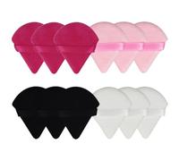 Ciieeo Spugnette per Trucco Viso Triangolari in Cotone 12 Pezzi Cinghia, Soffio Cipria per Fondotinta e Correttore, Strumenti Cosmetici Traspiranti per Uso Bagnato e Asciutto